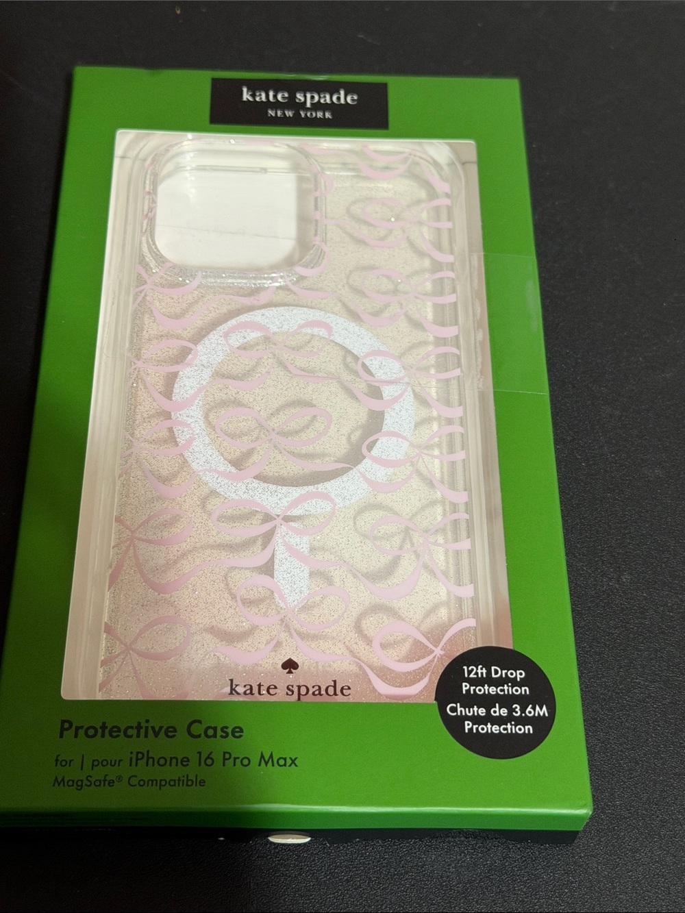 Kate spade clear with pink bows iPhone 16 pro max case